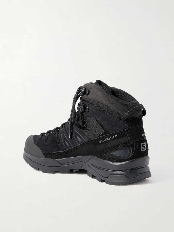 Salomon - X-alp Mid Ltr Gtx Rubber-trimmed Suede And Canvas Hiking Boots - Black - Image 3