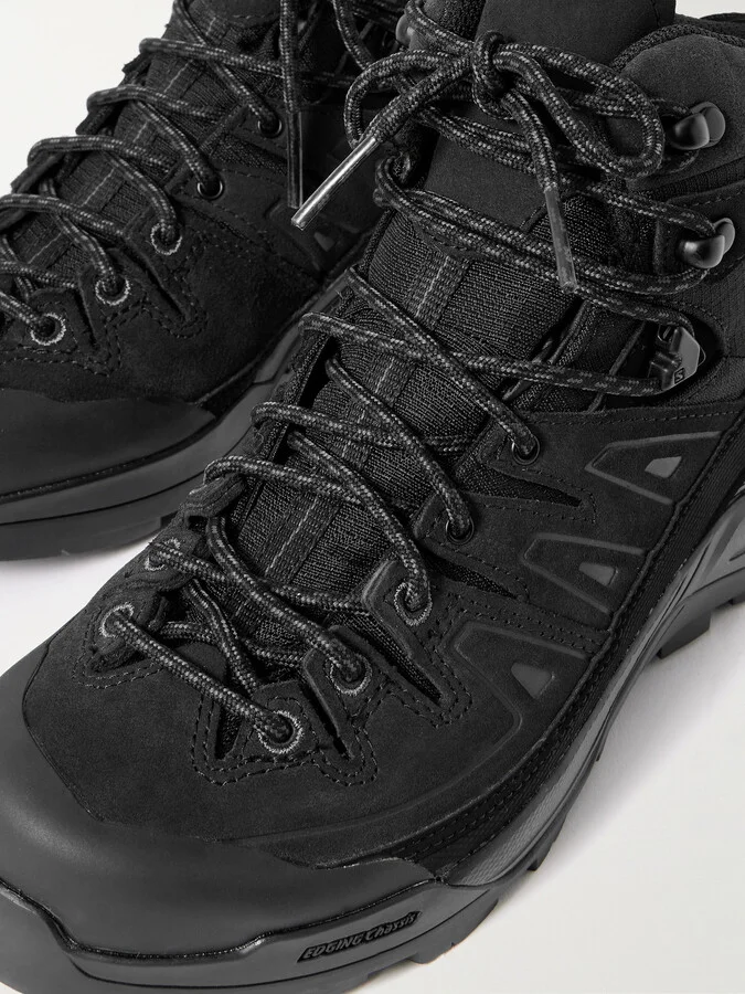 Salomon - X-alp Mid Ltr Gtx Rubber-trimmed Suede And Canvas Hiking Boots - Black - Image 4