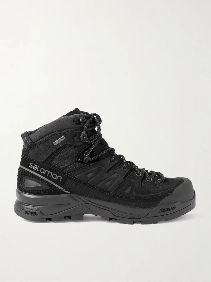 Salomon - X-alp Mid Ltr Gtx Rubber-trimmed Suede And Canvas Hiking Boots - Black