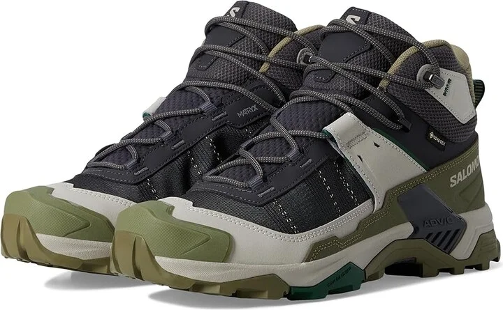 Salomon X Ultra 5 Mid GTX(r) Men's Running Shoes Asphalt/Aloe/Eden : 9 D - Medium, Leather