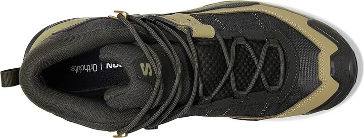 Salomon X Ultra 5 Mid GTX(r) Men's Running Shoes Peat/Gray Green/Blue Nights : 10.5 D - Medium, Leather - Image 2