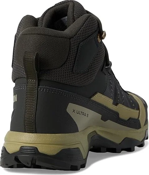Salomon X Ultra 5 Mid GTX(r) Men's Running Shoes Peat/Gray Green/Blue Nights : 10.5 D - Medium, Leather - Image 4