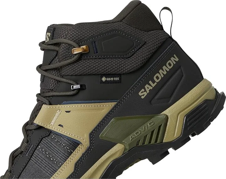 Salomon X Ultra 5 Mid GTX(r) Men's Running Shoes Peat/Gray Green/Blue Nights : 10.5 D - Medium, Leather - Image 7