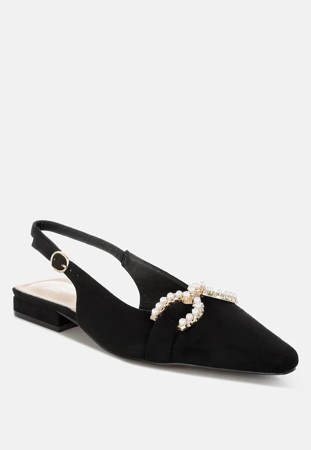 Salova Pearl-Studded Horsebit Flats