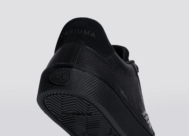 SALVAS All Black Premium Leather and Suede Ash Grey Logo Sneaker Women - Image 6