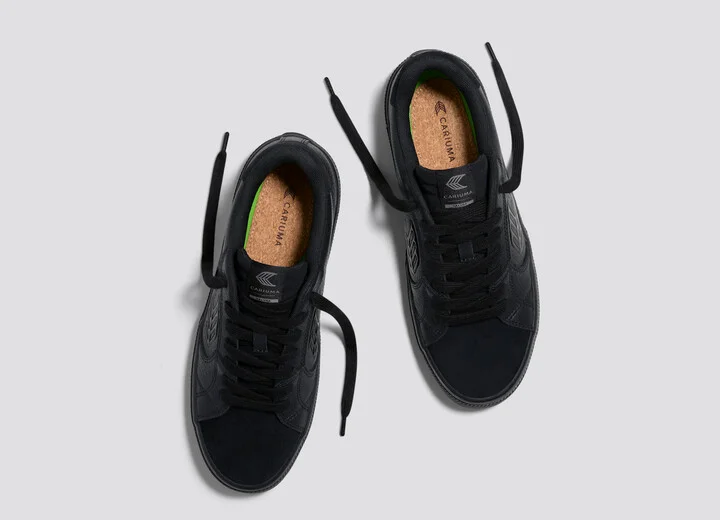 SALVAS All Black Premium Leather and Suede Ash Grey Logo Sneaker Women - Image 7