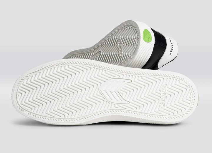 SALVAS Black Leather Off-White Logo Sneaker Men - Image 6
