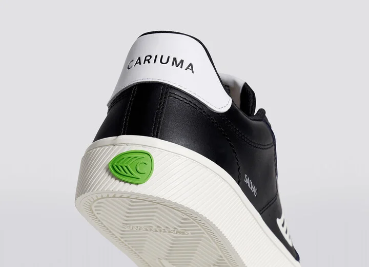 SALVAS Black Leather Off-White Logo Sneaker Men - Image 7