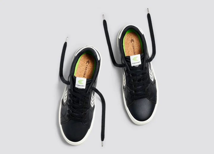 SALVAS Black Leather Off-White Logo Sneaker Men - Image 8