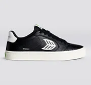 SALVAS Black Leather Off-White Logo Sneaker Men - Image 10