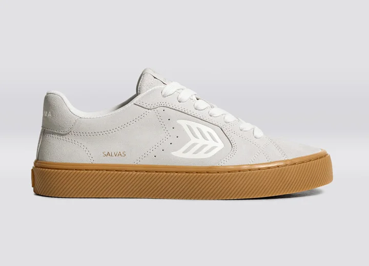 SALVAS Gum Smoke White Suede Off-White Logo Sneaker Women - Image 3