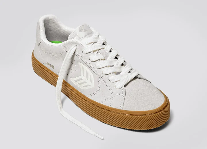 SALVAS Gum Smoke White Suede Off-White Logo Sneaker Women - Image 4