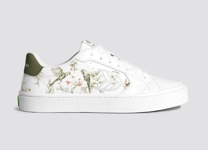 SALVAS Leather White Khaki Parrot Print Women - Image 3