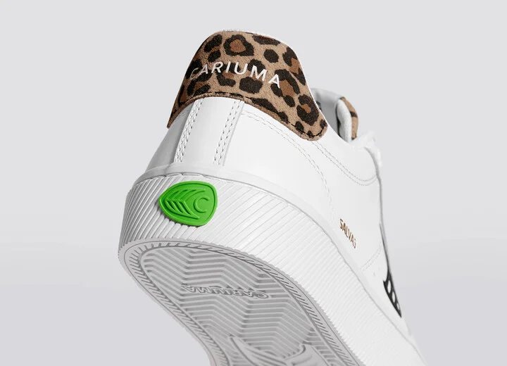 SALVAS White Leather Black Logo Leopard Print Sneaker Men - Image 7