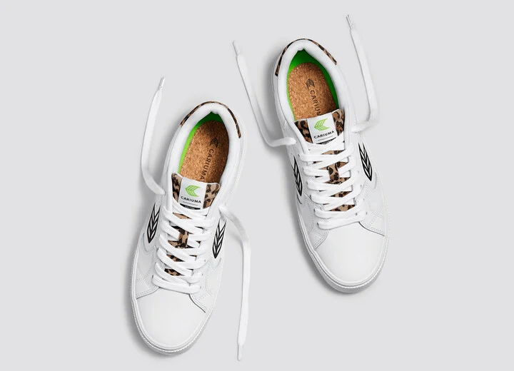 SALVAS White Leather Black Logo Leopard Print Sneaker Men - Image 8