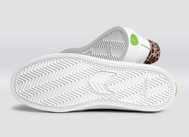 SALVAS White Leather Black Logo Leopard Print Sneaker Women - Image 6