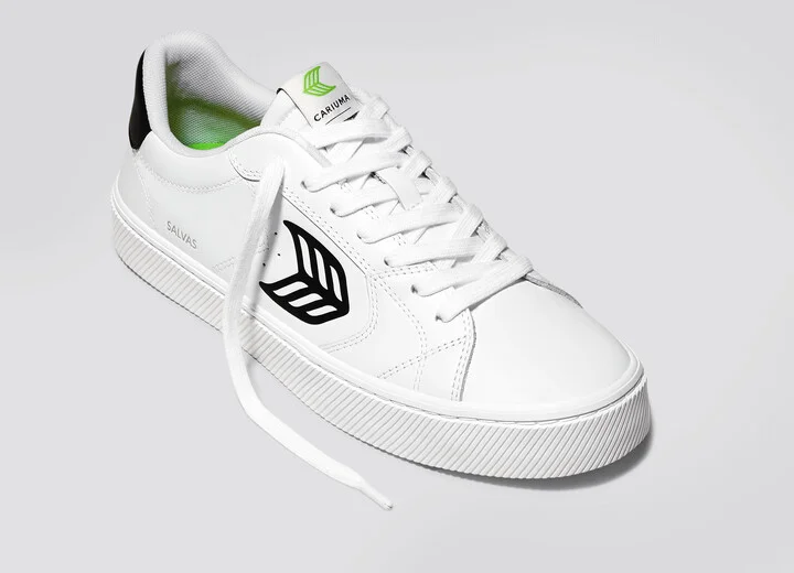 SALVAS White Leather Black Logo Sneaker Men - Image 4
