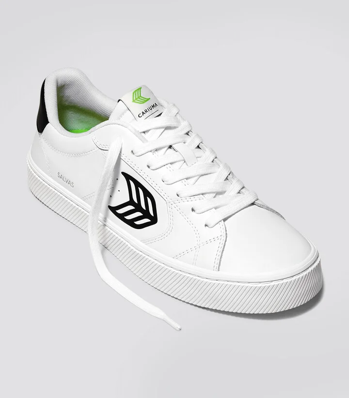SALVAS White Leather Black Logo Sneaker Men - Image 11