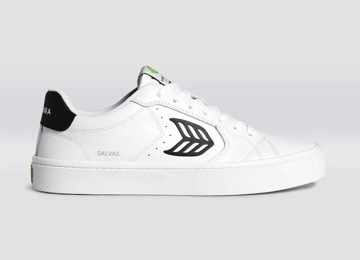 SALVAS White Leather Black Logo Sneaker Women - Image 3