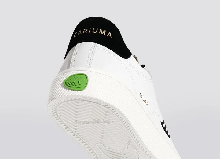 SALVAS White Leather Leopard Print Suede Black Logo Sneaker Women - Image 7