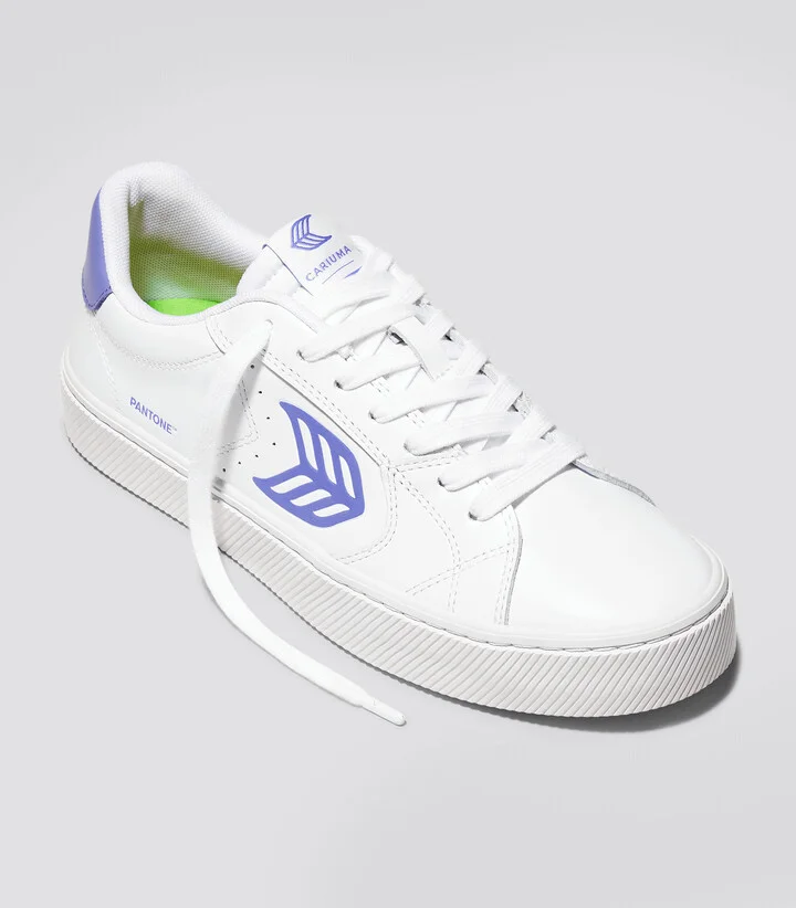 SALVAS White Leather Pantone Very Peri Logo Sneaker Women - Image 2