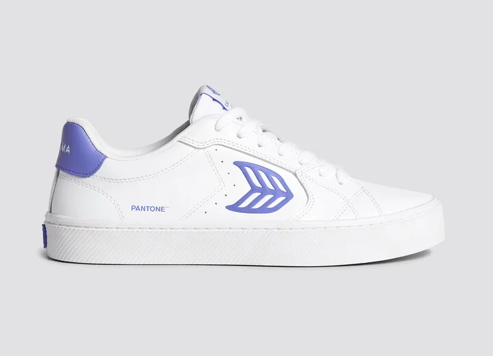 SALVAS White Leather Pantone Very Peri Logo Sneaker Women - Image 3