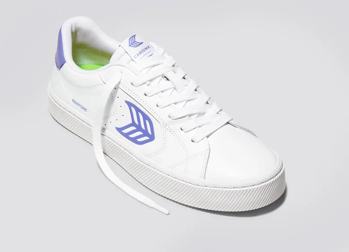 SALVAS White Leather Pantone Very Peri Logo Sneaker Women - Image 4