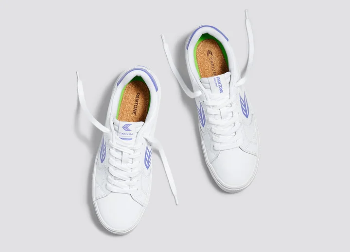 SALVAS White Leather Pantone Very Peri Logo Sneaker Women - Image 7