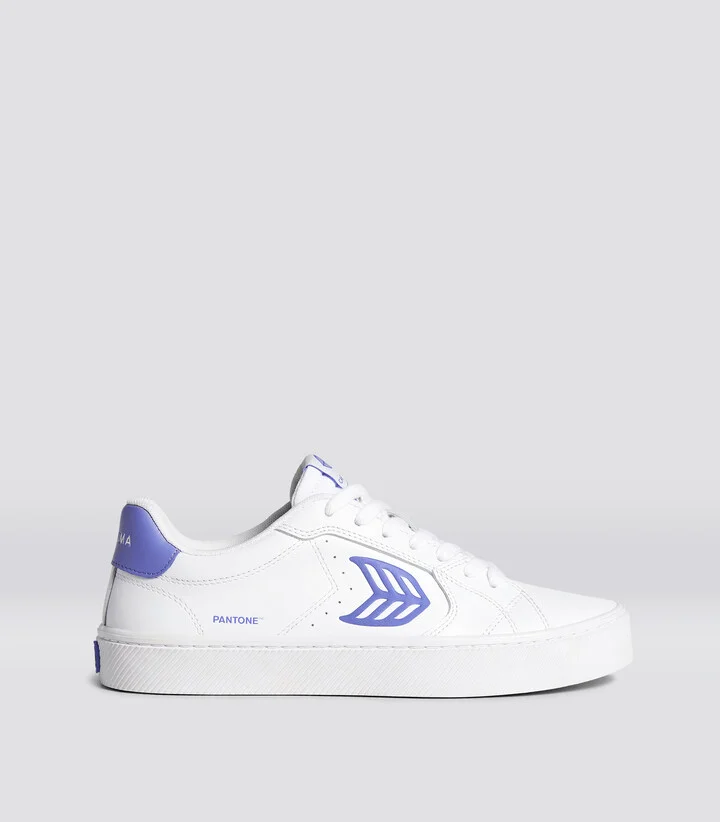 SALVAS White Leather Pantone Very Peri Logo Sneaker Women