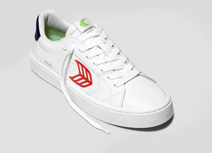 SALVAS White Leather Red Logo Navy Sneaker Men - Image 4