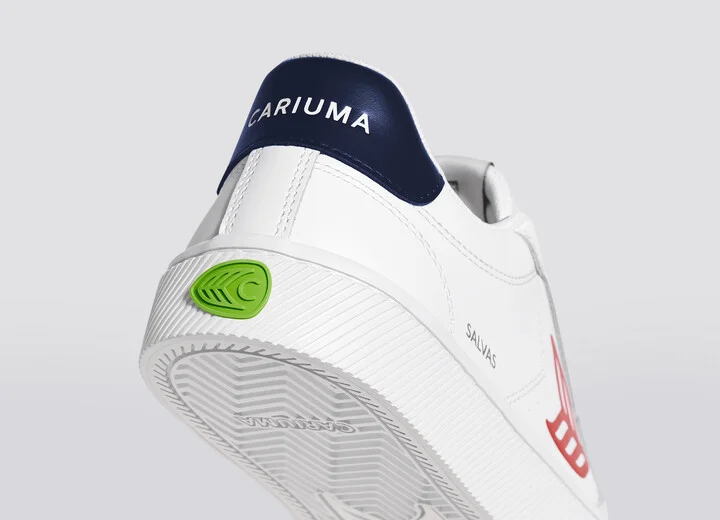 SALVAS White Leather Red Logo Navy Sneaker Men - Image 7