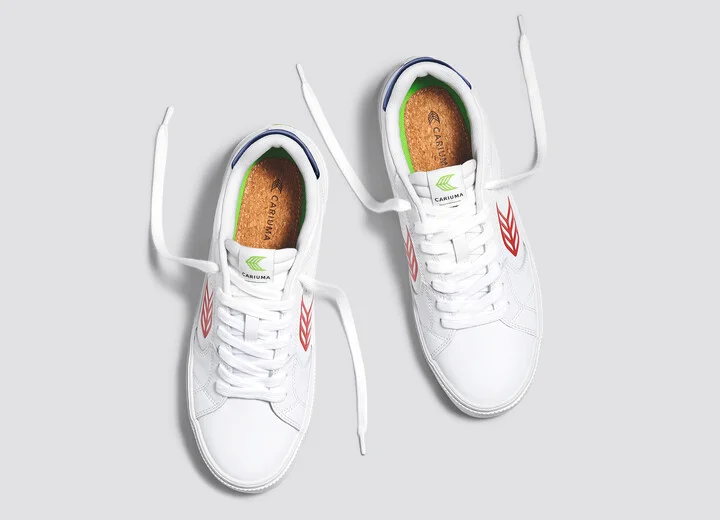 SALVAS White Leather Red Logo Navy Sneaker Men - Image 8
