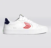 SALVAS White Leather Red Logo Navy Sneaker Men - Image 10