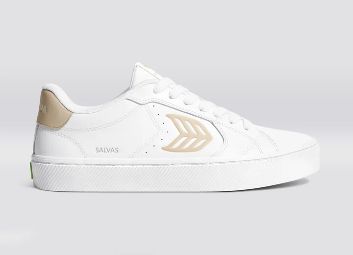 SALVAS White Leather Shifting Sand Logo Sneaker Men - Image 3