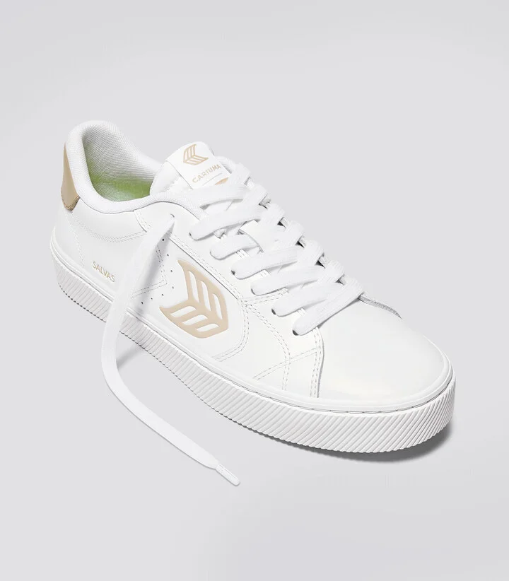 SALVAS White Leather Shifting Sand Logo Sneaker Women - Image 10