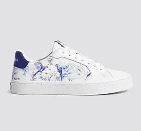 Salvas White Leather Spectrum Blue Parrot Print Sneaker Men - Image 5