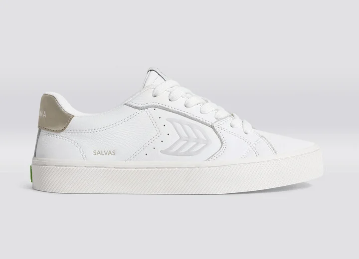 SALVAS White Premium Leather Ice Logo Metallic Gold Sneaker Men - Image 3