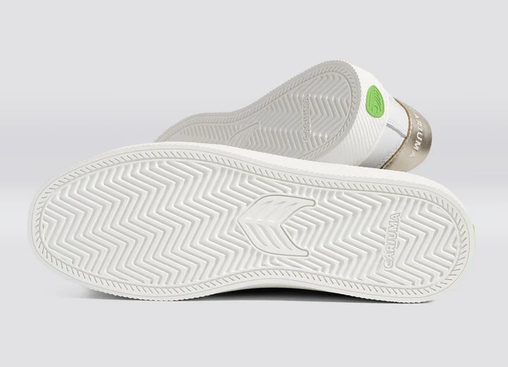 SALVAS White Premium Leather Ice Logo Metallic Gold Sneaker Men - Image 5