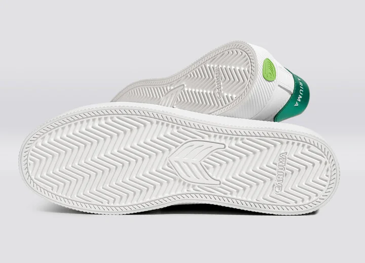 SALVAS White Premium Leather Ice Logo Metallic Green Sneaker Men - Image 5