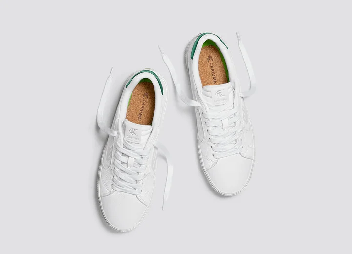 SALVAS White Premium Leather Ice Logo Metallic Green Sneaker Men - Image 6