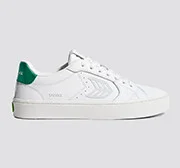 SALVAS White Premium Leather Ice Logo Metallic Green Sneaker Men - Image 8