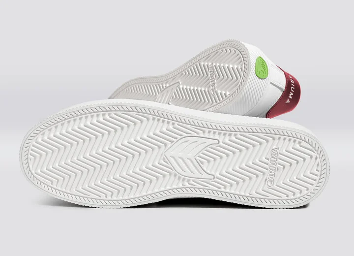 SALVAS White Premium Leather Ice Logo Metallic Red Sneaker Men - Image 5