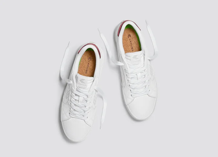SALVAS White Premium Leather Ice Logo Metallic Red Sneaker Men - Image 6