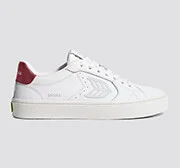 SALVAS White Premium Leather Ice Logo Metallic Red Sneaker Men - Image 8
