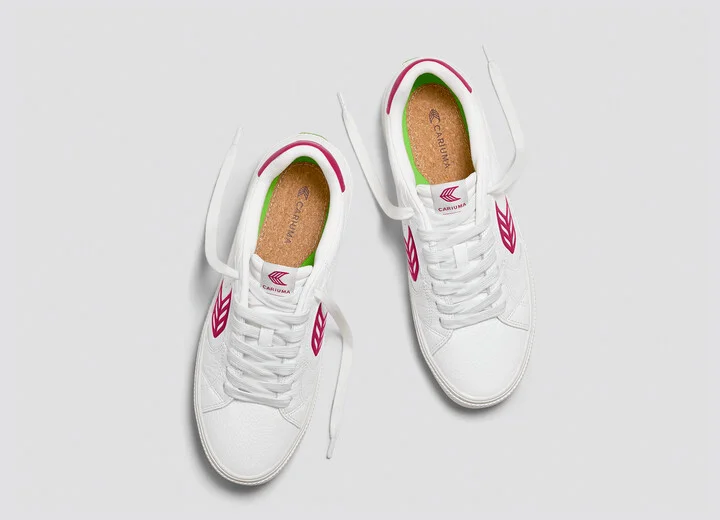SALVAS White Premium Leather Jazzy Pink Logo Sneaker Men - Image 7
