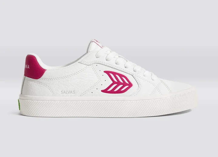 SALVAS White Premium Leather Jazzy Pink Logo Sneaker Women - Image 3
