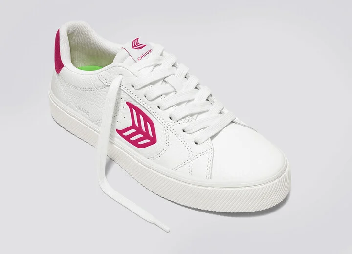 SALVAS White Premium Leather Jazzy Pink Logo Sneaker Women - Image 4