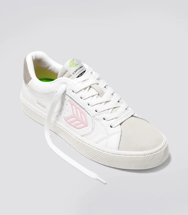 SALVAS White Premium Leather Vintage White Suede Rose Logo Sneaker Men - Image 2