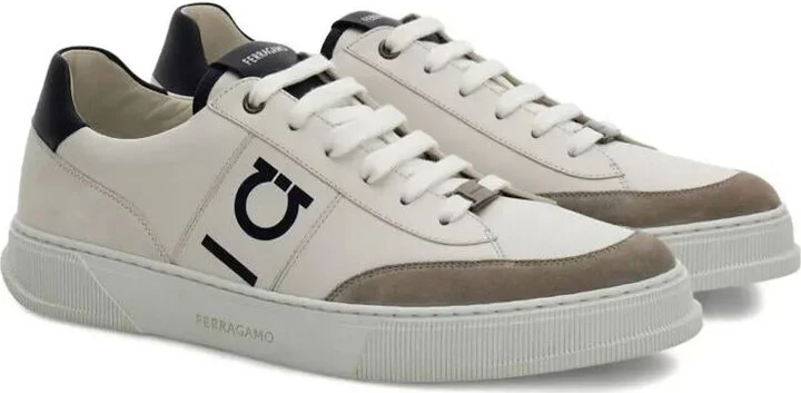 Salvatore Ferragamo Alaska Leather And Suede Sneaker With Gancini Detail Shoes - Image 2
