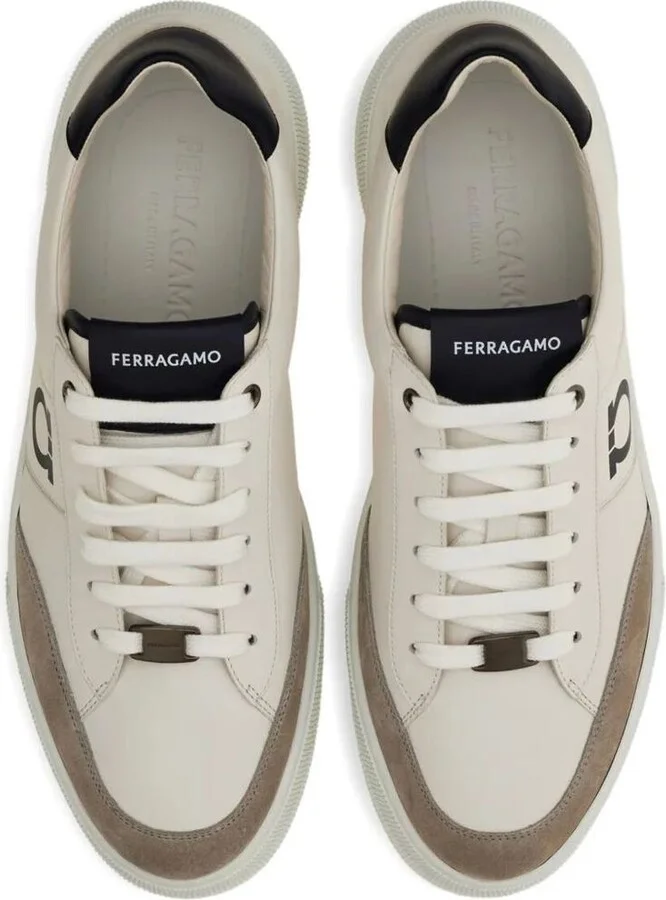 Salvatore Ferragamo Alaska Leather And Suede Sneaker With Gancini Detail Shoes - Image 4